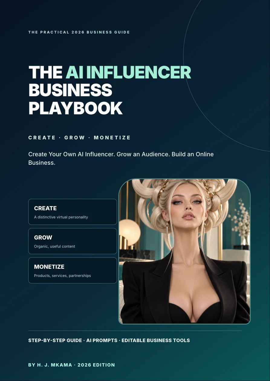 Actual 2026 AI Influencer Business Playbook cover by H. J. Mkama