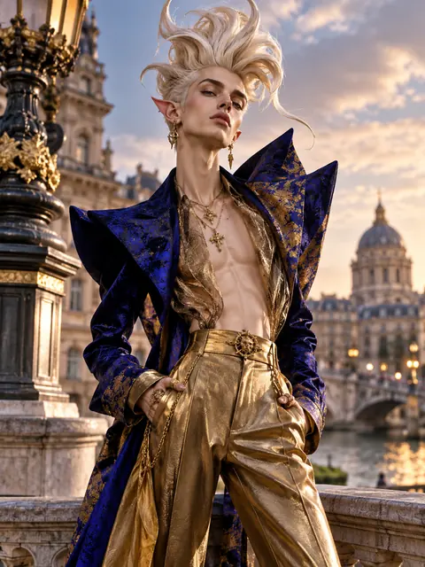Sculptural hair and an unconventional editorial silhouette.